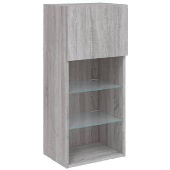 Mueble TV multimedia con luces LED, estantería para televisión, diseño sonoma, 40,5 x 30 x 90 cm