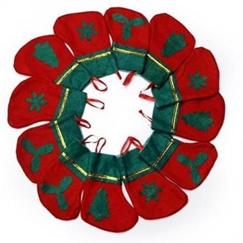 UEETEK bolsa de 12pcs calcetines ornamento de Navidad Candy Bag con apliques, S