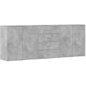 Aparadores 3 uds madera contrachapada gris hormigón vidaXL, Armario de Almacenamiento, gabinete aparador, Mueble para Pasillo, Buffet