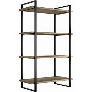 Emuca - Estantería Industrial con Estructura y estantes, Estanteria Madera Pared, Altura 1150 mm, Acero, Pintado Negro