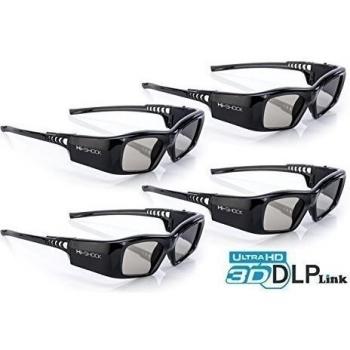 4x Hi-SHOCK® DLP Pro Black Diamond | Gafas 3D DLP Link con capacidad máx. de batería | apta para todos los proyectores DLP 3D | incluye una extensa gama de accesorios cobertura de garantía de 3 años [Gafas de obturador | 96-200 Hz | 39g | recargabl