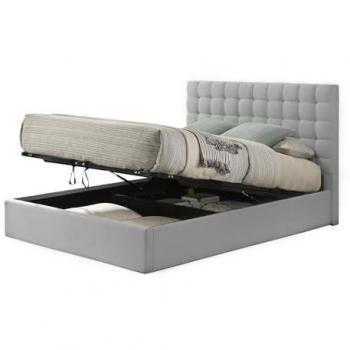 Cama Canapé Abatible Trizen 150 cm en Terciopelo Gris + Colchón Viscoelástico de 23 cm