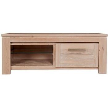 TV-mueble para Samson vigas de roble massive White-wash 133 x 50 cm