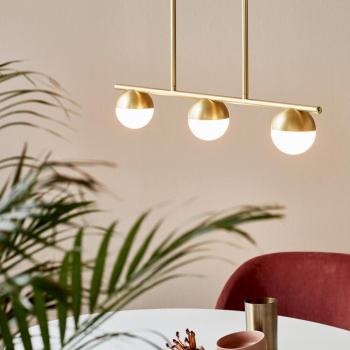 Lámpara colgante Nordlux Contina de diseño escandinavo, 3 luces G9, cable textil y vidrio opalino soplado