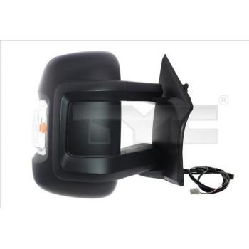 Espejo retrovisor TYC 309-0153 con características de diseño específico para vehículos, vidrio templado, ajuste eléctrico y acabado en negro