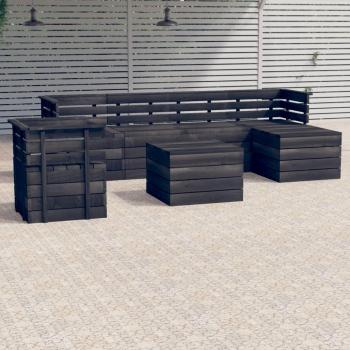 vidaXL Muebles de jardín de palets 7 piezas en madera maciza de pino gris oscuro