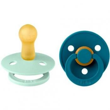 BIBS Colour Natural Rubber Pacifiers Set of 2: Nordic Mint / Forest Lake (6-18 months)