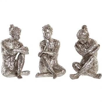 Figura Decorativa DKD Home Decor 17 x 15 x 26 cm Mujer Plateado (3 Unidades)