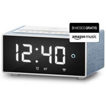 Energy Sistem Reloj Despertador Digital con Alexa Integrado Smart Speaker Wake Up con 3 Meses Gratis de Amazon Music