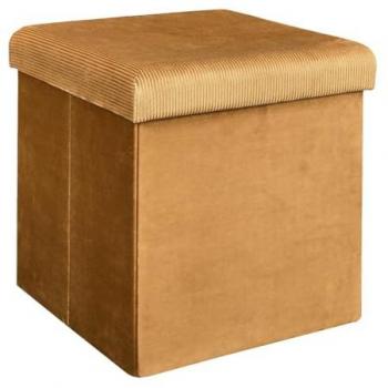 Pouf Cofre Plegable de Almacenaje en Terciopelo Amarillo - 76 x 38 x 38 cm