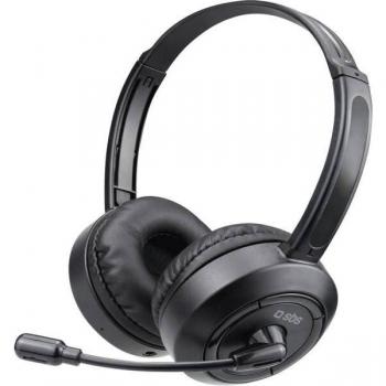 Auriculares SBS TESMHEADPHBTK con micrófono ajustable para PC, Tablet, Gaming y videollamadas en negro