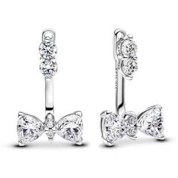Pendientes Colgantes de Plata de Ley con Lazo Brillante y Circonitas