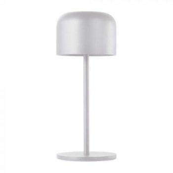 Lámpara de Mesa LED 1.5W con Batería Recargable 2200mAh USB-C, Color Blanco Metal, Regulable Táctil, Blanco Cálido y Frío, IP54