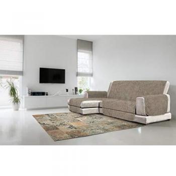 Cubierta de sofá Anti-Deslizamiento Confort con chaiselongue, Marrón, 190cm
