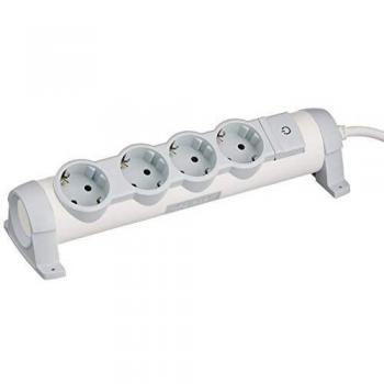 legrand 694626 Base múltiple con interruptor, 4 enchufes, 3500 W, 230 V, Blanco, 4 tomas
