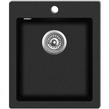 vidaXL Fregadero de Cocina Sobrepuesto de Granito Negro Lavabo para los Platos