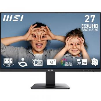 Monitor MSI PRO MP273U 27 LED UltraHD 4K, resolución 3840 x 2160 píxeles, pantalla IPS, frecuencia de actualización de 60 Hz, tiempo de respuesta de 5 ms, puertos HDMI