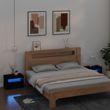 VidaXL Bedside Cabinets 2 pcs with LEDs Black 60x35x40 cm