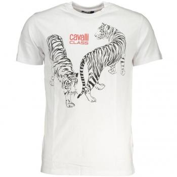 Cavalli Class White Cotton T-Shirt - XXL, Male, Print Logo, Short Sleeve