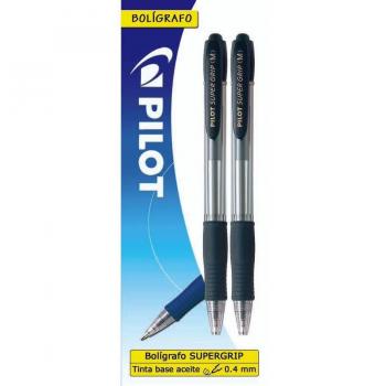 Blister 2 Bolígrafos Pilot Super Grip Retráctiles Tinta Negra