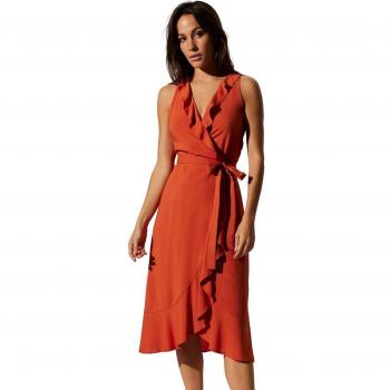 Vestido de playa midi cruzado con volantes