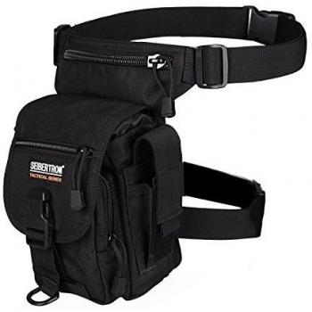 Seibertron Utilidad Panel Impermeable Airsoft Tactical Pierna de la Gota de la Bolsa del Tipo B Negro Cross Over Pierna Rig Negro