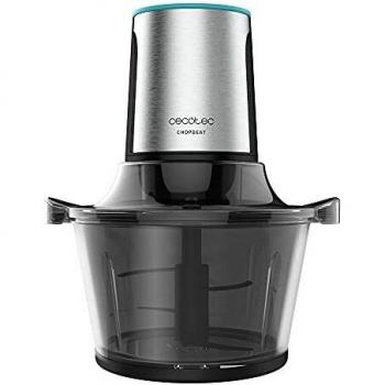Cecotec Picadora de Carne y Verduras Eléctrica ChopBeat 1500 TitanBlack Glass. 600 W, 4 Cuchillas de Titanio Negro, Bol de Cristal de 1,5 L y 2 Velocidades