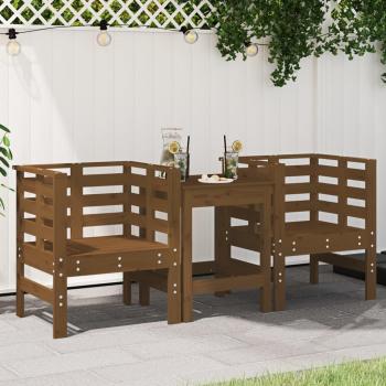 Sillas de jardín 2 piezas madera maciza de pino color ámbar 61,5x53x71 cm