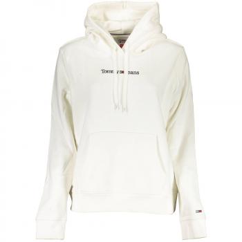 Chic White Embroidered Women's Hoodie with Central Pocket - XL