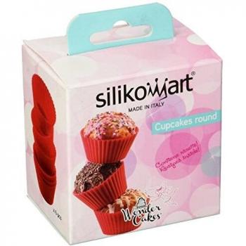 Molde de Silicona para Cupcakes Rojos - Set de 6 Piezas, Forma Redonda, Silikomart CUP01