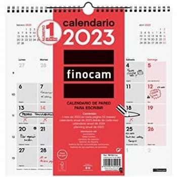 Finocam - Calendario 2023 Neutro de Pared para Escribir Enero 2023 - Diciembre 2023 (12 meses) Español