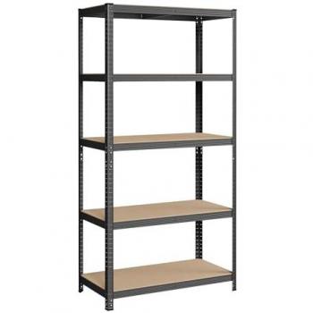 Estantería Pesada de Acero de 5 Niveles, Montaje sin Herramientas, Capacidad de Carga de 600 kg, Dimensiones 50 x 100 x 200 cm, Color Gris