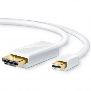 CSL - 2m - Cable Full HD Mini Displayport a HDMI - 2K - FullHD HDTV 1080p - Certificado - Contactos Dorados - Compatible con PC y Apple Mac MacBook Pro MacBook Air - Blanco