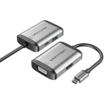 Vention TFAHB Conversor USB HDMI VGA USB Tipo-C PD 15cm Gris