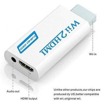 Wii a HDMI adaptador, gana Wii a HDMI convertidor conector con salida de vídeo de 1080p/720p y 3,5 mm Audio - Soporta todos los modos de visualización de Wii