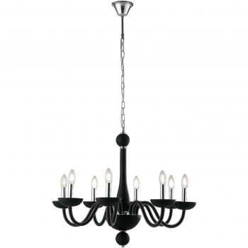 Candelabro Alfiere de 8 luces con vidrio negro, dimensiones 74x59 cm