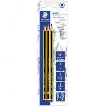 Staedtler Noris 120-S BK3D. Lápices de madera certificada. Pack con tres lapiceros surtidos de dureza B, HB y H.