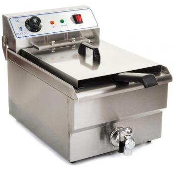 Freidora de acero inoxidable 10 litros con grifo de desagüe y resistencia extraíble