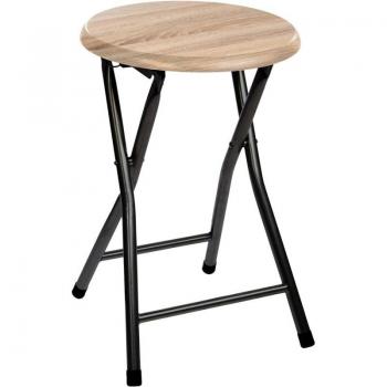 Taburete Plegable en Panel de Madera MDF con Estructura Metálica para Cocina