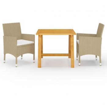 VidaXL Juego de Comedor de Jardín 3 Piezas Beige