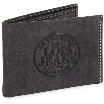 Lois - 12301 Cartera Monedero Billetero Tarjetero Hombre de Piel Genuina. Porta Monedas con Compartimento para Billetes y 7 Ranuras, Color Negro