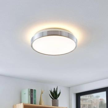 Lindby Emelie lámpara de techo LED redonda 27 cm, moderna, gris, hecha de metal, para salón y comedor, 1 llama