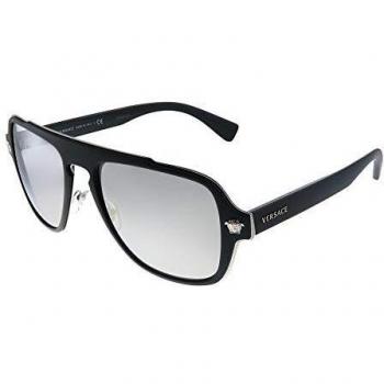 Versace Medusa Charm VE2199 10006G Matte Black/Light Grey Mirror Silver Sunglasses