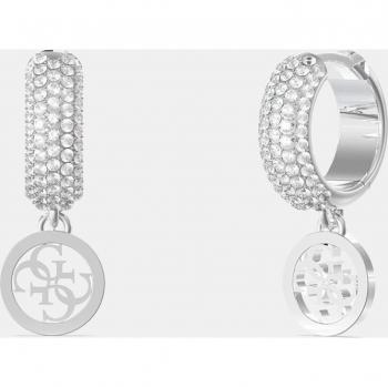 Guess - Pendientes de aro Crazy Earrings de acero y cristales