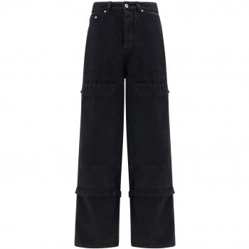 Off-White Loose-Fit Wide Leg Cargo Pants - Black, Size W32