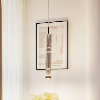Lámpara colgante LED Christelle, negra, Ø 8 cm, de vidrio