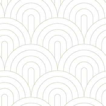 Papel Pintado Art Deco Blanco y Oro - 0,53 x 10,05 m - No Tejido Mate