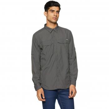 Columbia Silver Ridge L Camisa de Manga Larga para Senderismo, Hombre, Gris