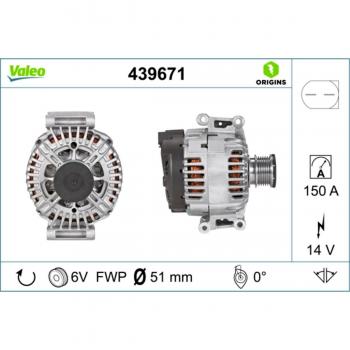 Alternador VALEO 439671 - Tipo: Alternador, Marca: Valeo, Referencia: 439671