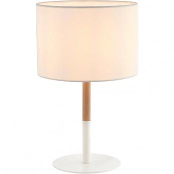 Lámpara de mesa Zambelis 20215 - Metal/Madera clara, color blanco, E14, Max 40W, con interruptor On/Off